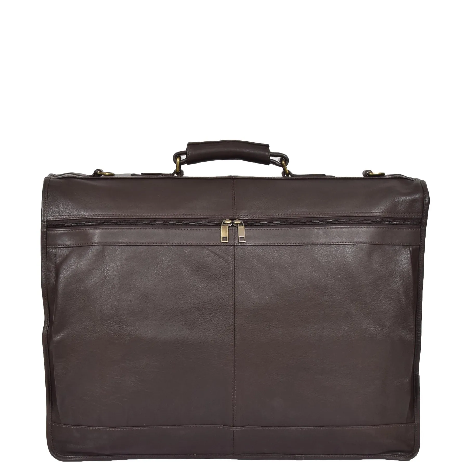 DR315 Genuine Luxury Leather Suit Garment Dress Carriers Brown