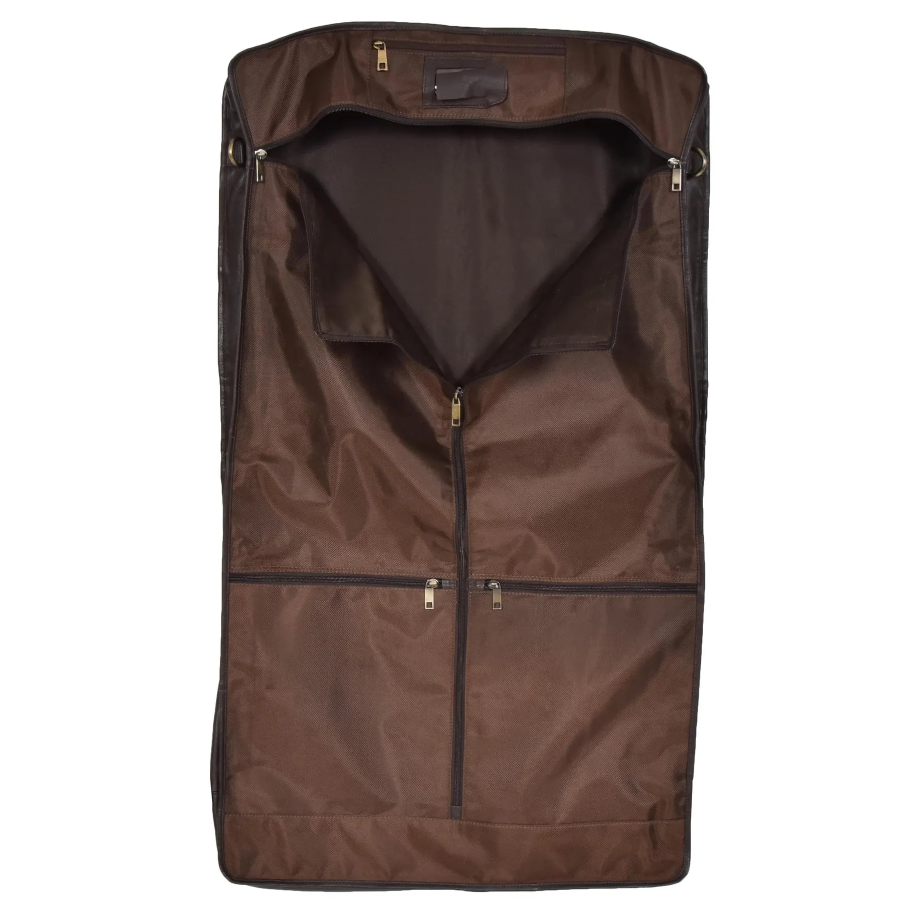 DR315 Genuine Luxury Leather Suit Garment Dress Carriers Brown