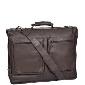DR315 Genuine Luxury Leather Suit Garment Dress Carriers Brown