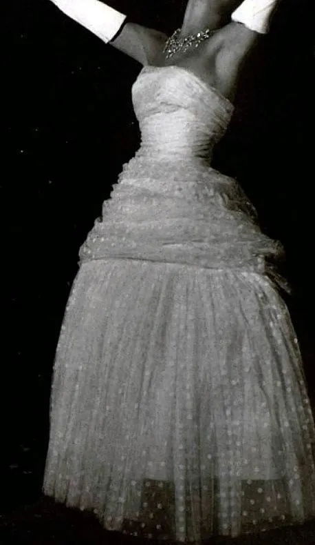 Extraordinary Winter 1954 Cristobal Balenciaga Haute Couture Strapless Black Silk Dress w Lace Bodice