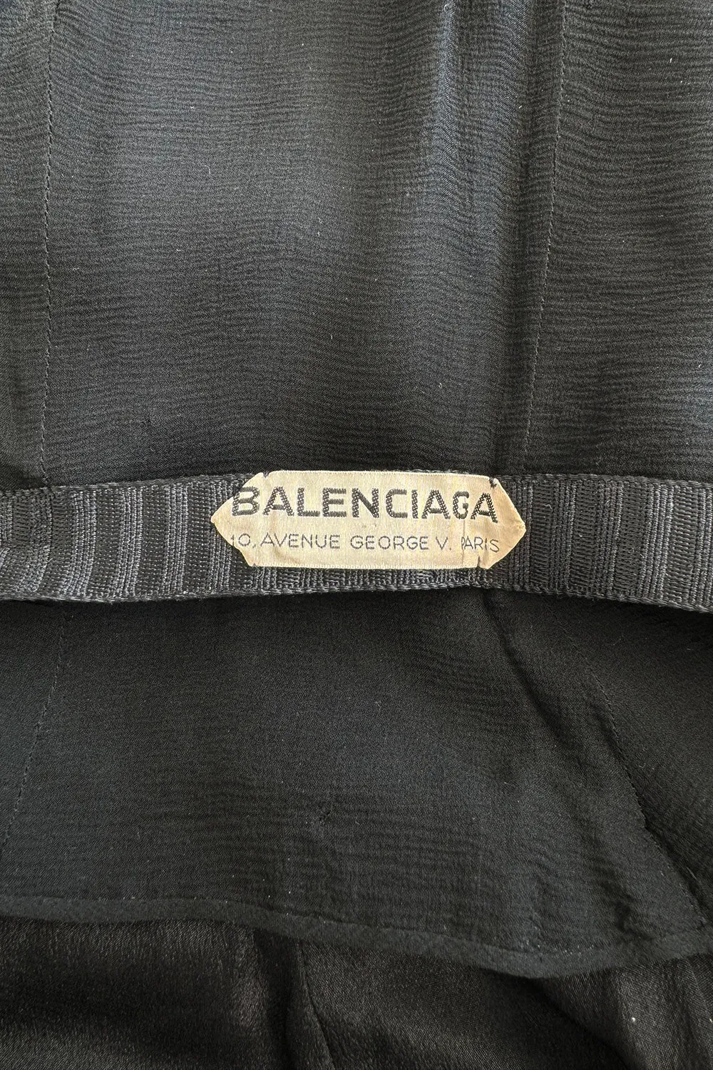 Extraordinary Winter 1954 Cristobal Balenciaga Haute Couture Strapless Black Silk Dress w Lace Bodice