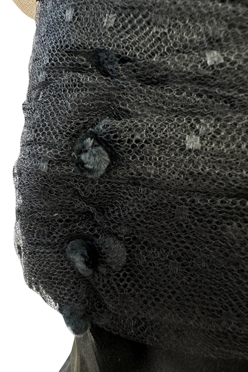 Extraordinary Winter 1954 Cristobal Balenciaga Haute Couture Strapless Black Silk Dress w Lace Bodice