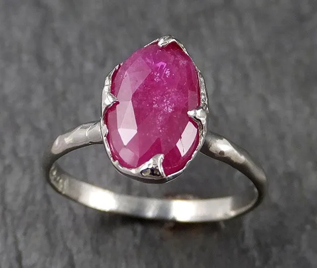 Fancy cut Burma Ruby Yellow Gold Ring Gemstone Solitaire recycled 18k statement cocktail statement 1554