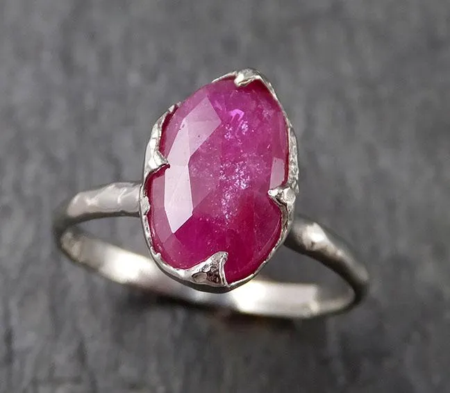 Fancy cut Burma Ruby Yellow Gold Ring Gemstone Solitaire recycled 18k statement cocktail statement 1554