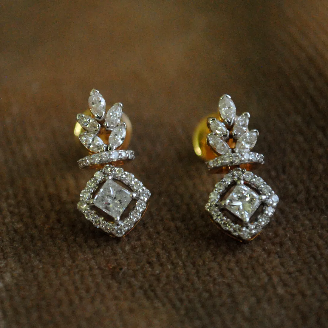 Fancy Cut Diamond Statement Earrings