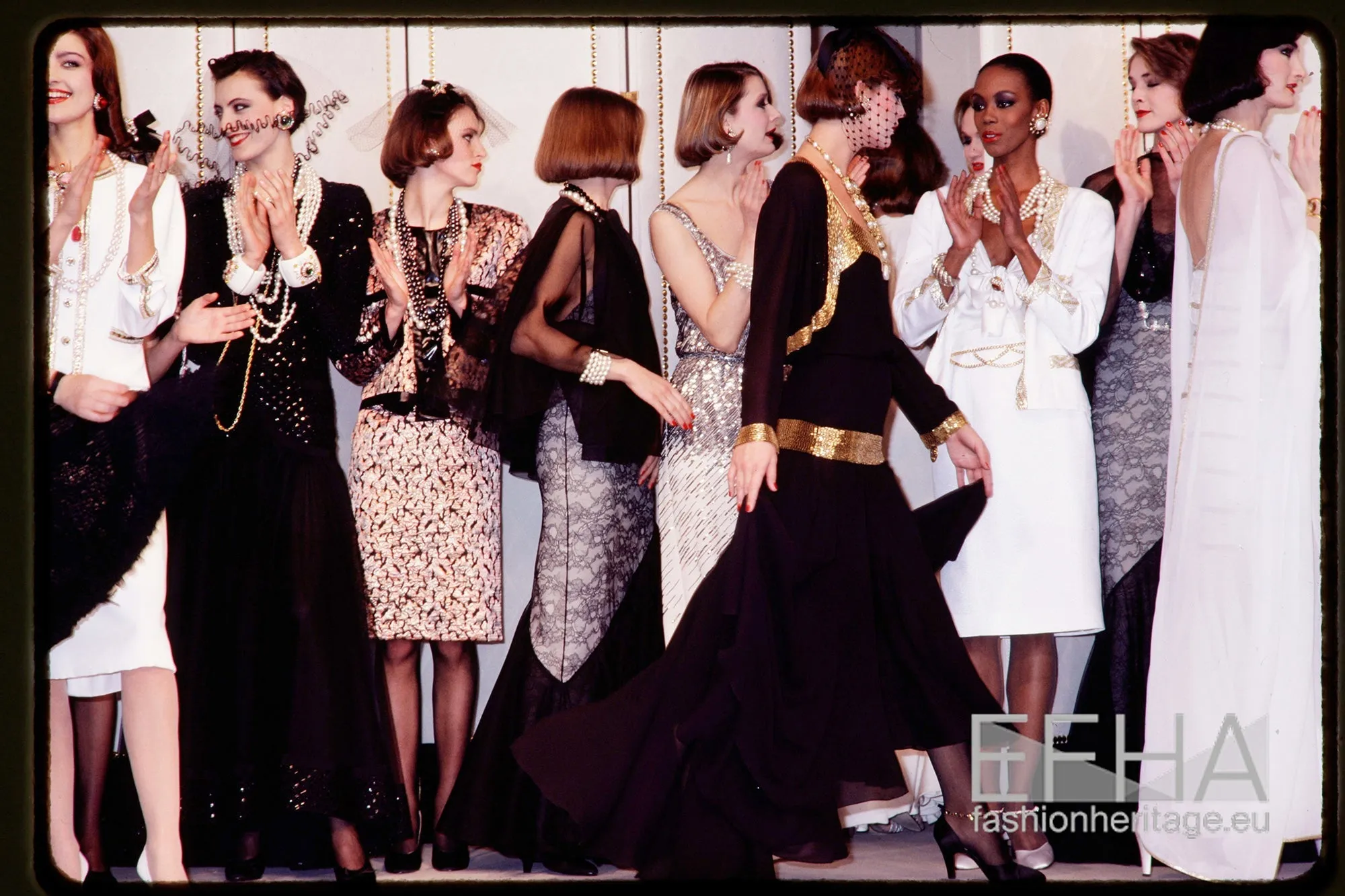 First RTW Collection Fall 1983 Chanel by Karl Lagerfeld Black Caped Bodice Silk Chiffon Dress
