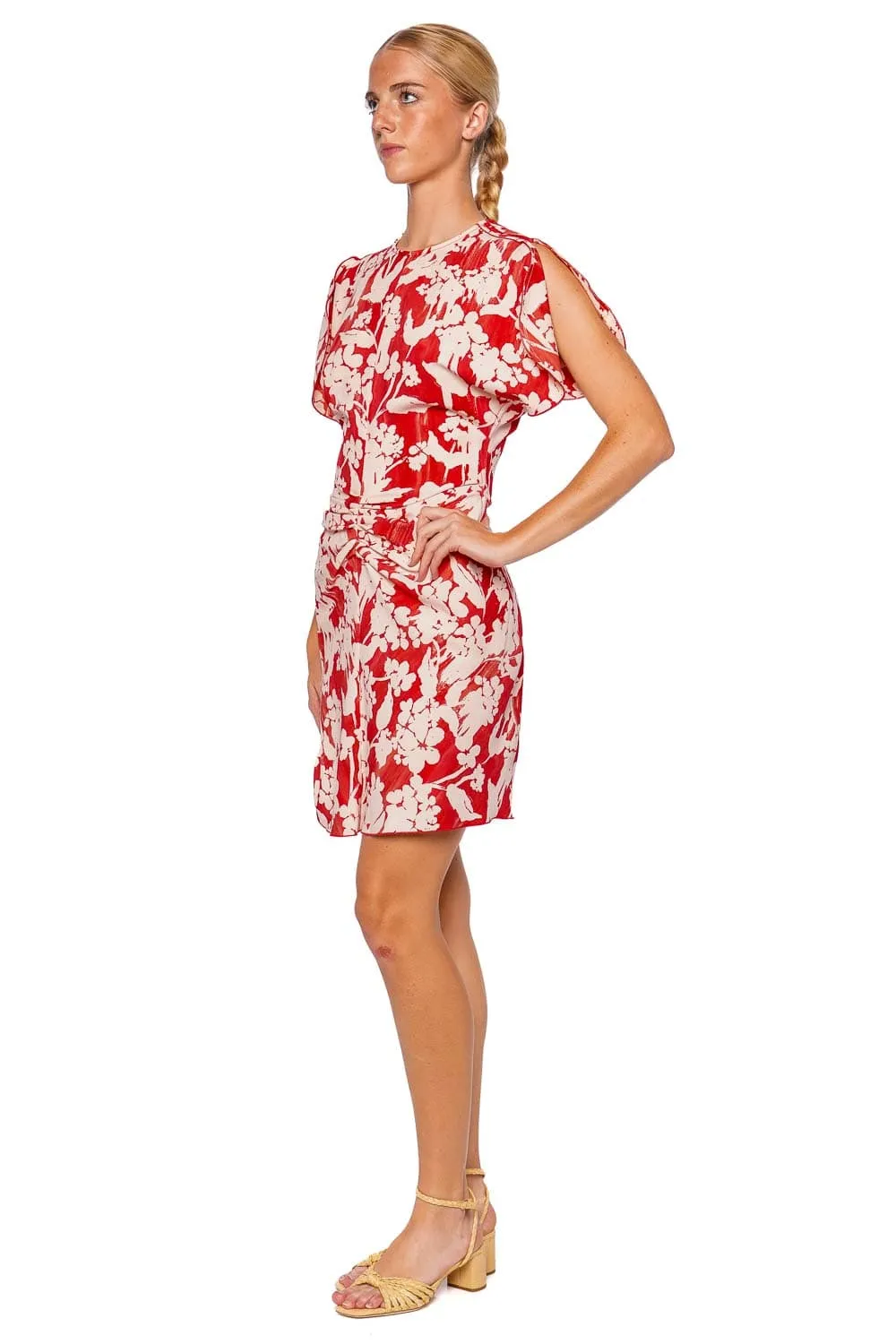 Floral Gathered Waist Mini Dress