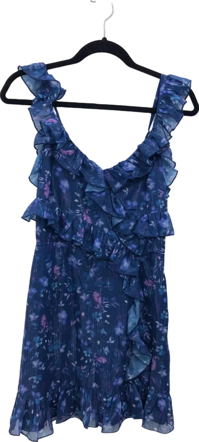 French Connection Blue Depths Ruffled Sleeveless Dress UK 8