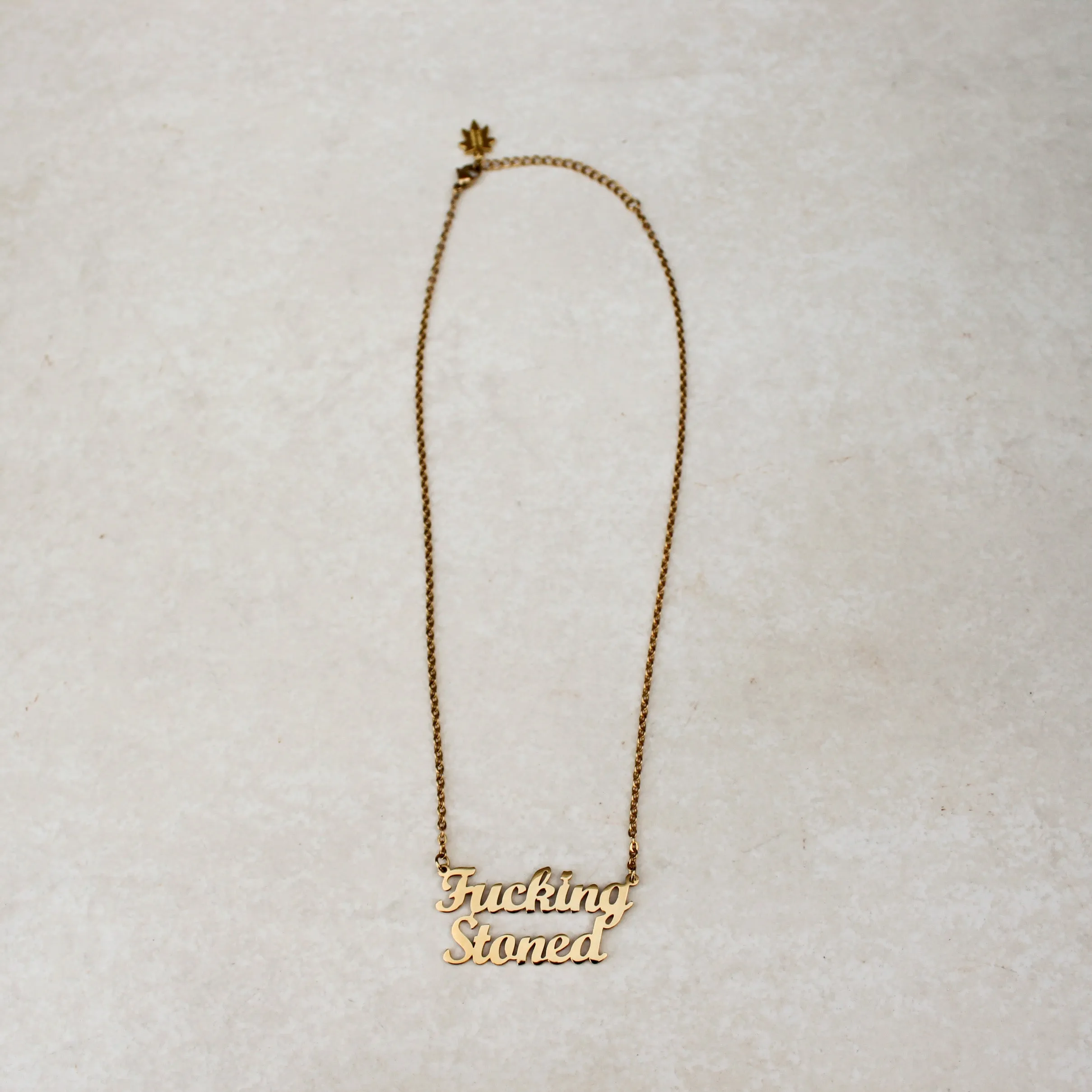 Fucking Stoned Statement Necklace - Gold