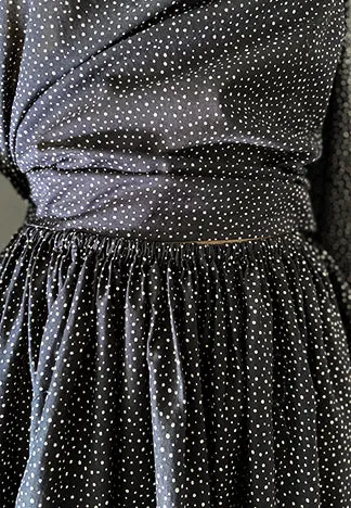 FULL GATHERED SKIRT RANDOM DOT