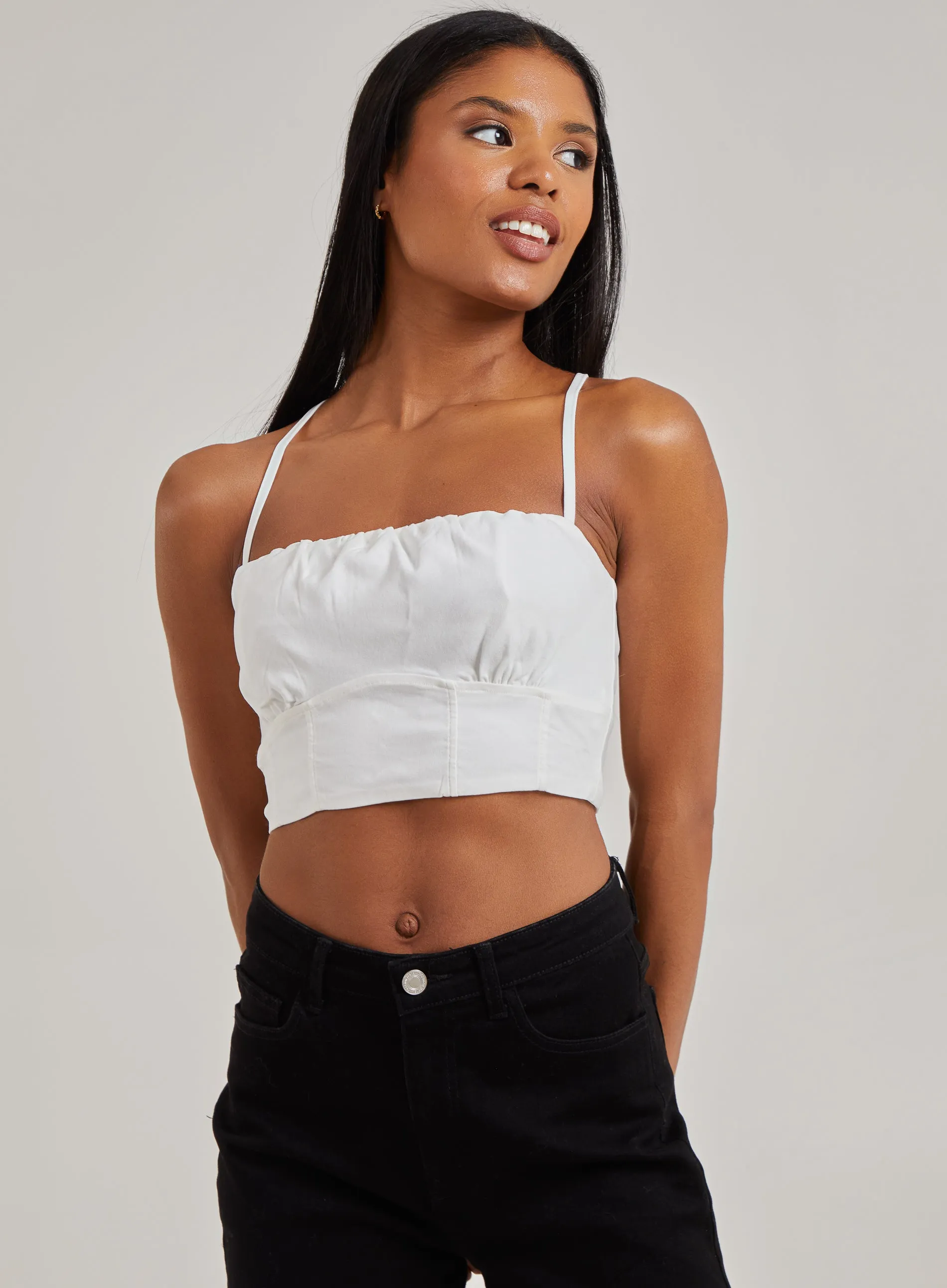Gathered Bengaline Crop Top