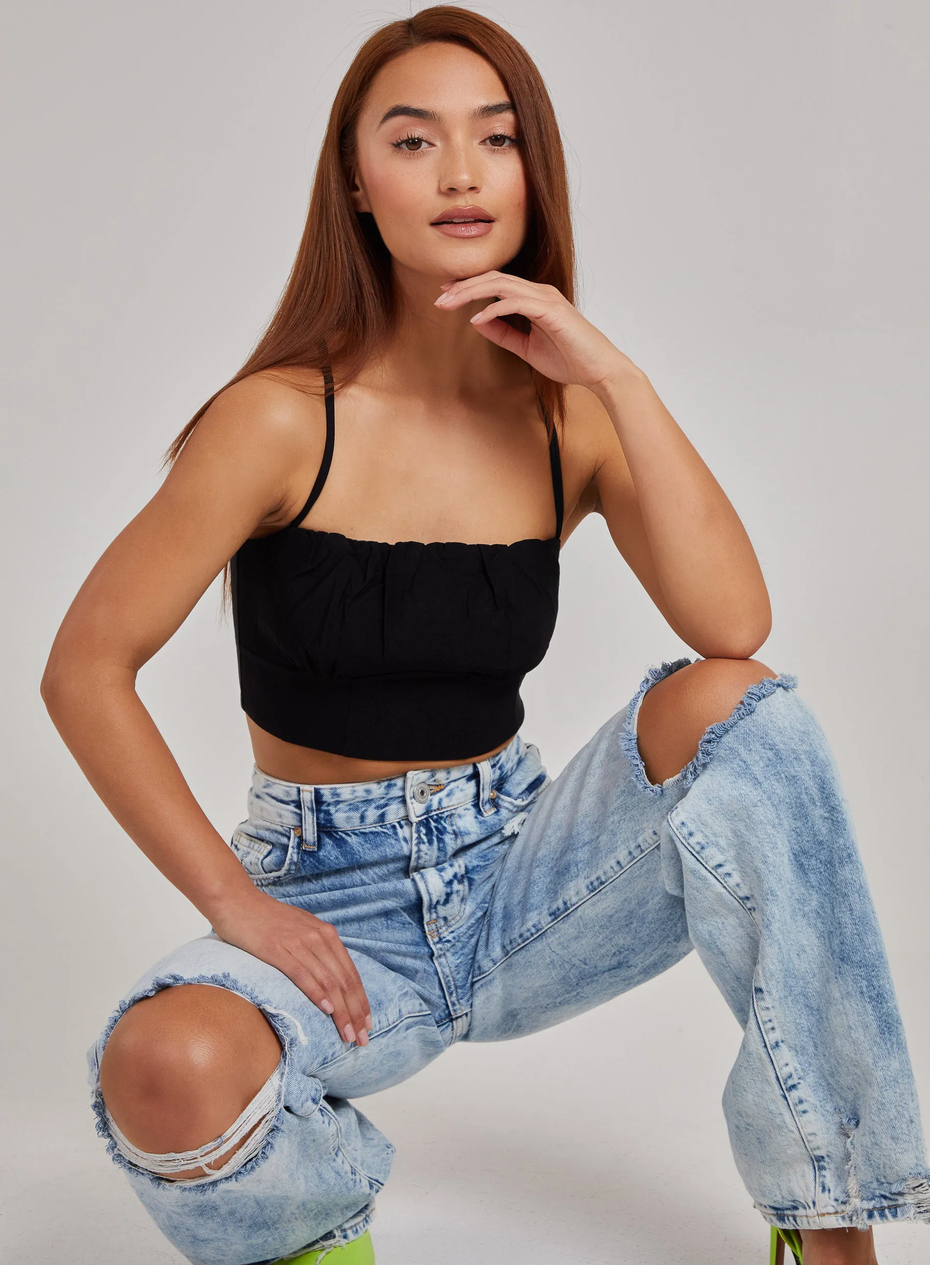 Gathered Bengaline Crop Top
