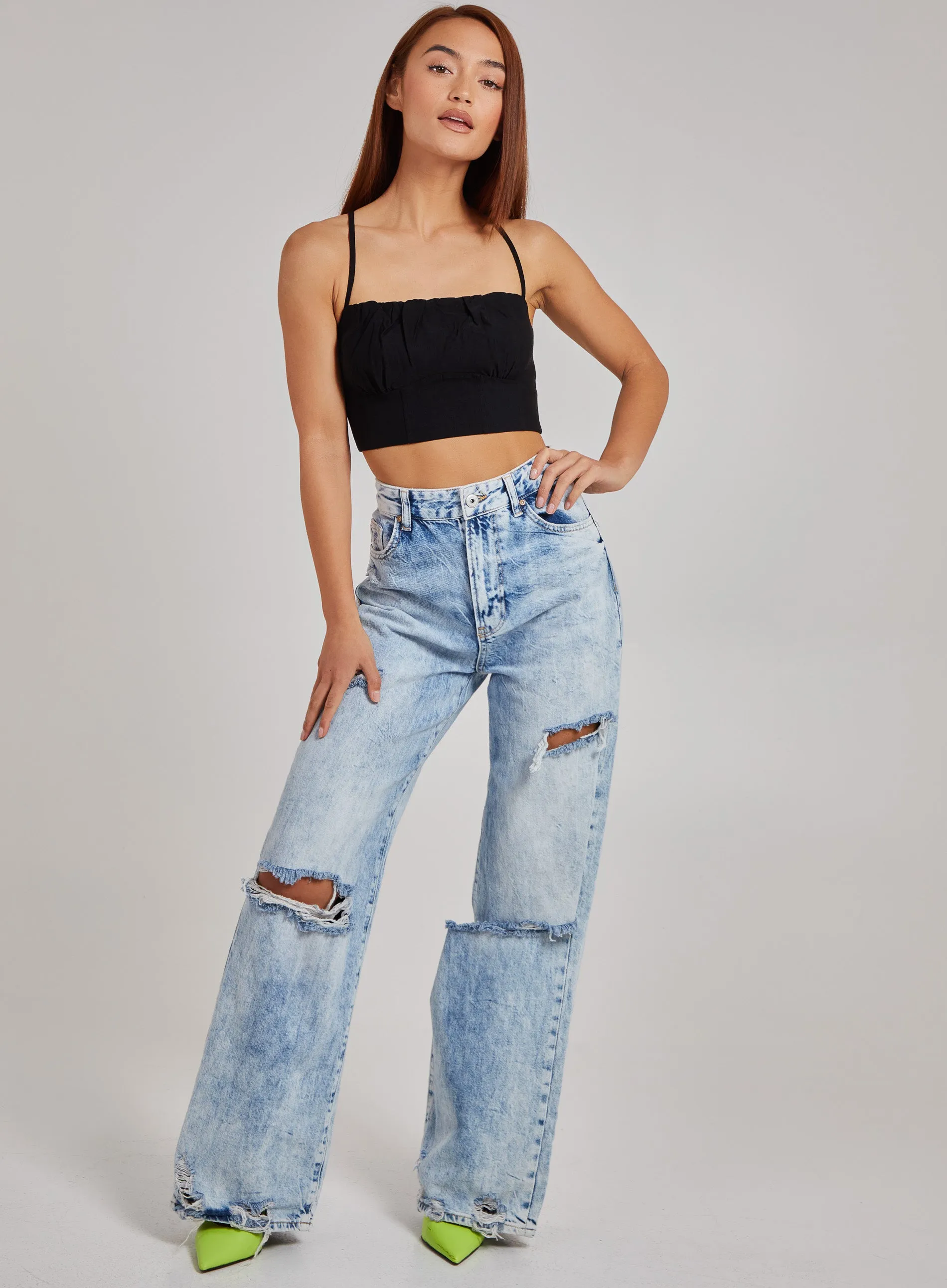 Gathered Bengaline Crop Top