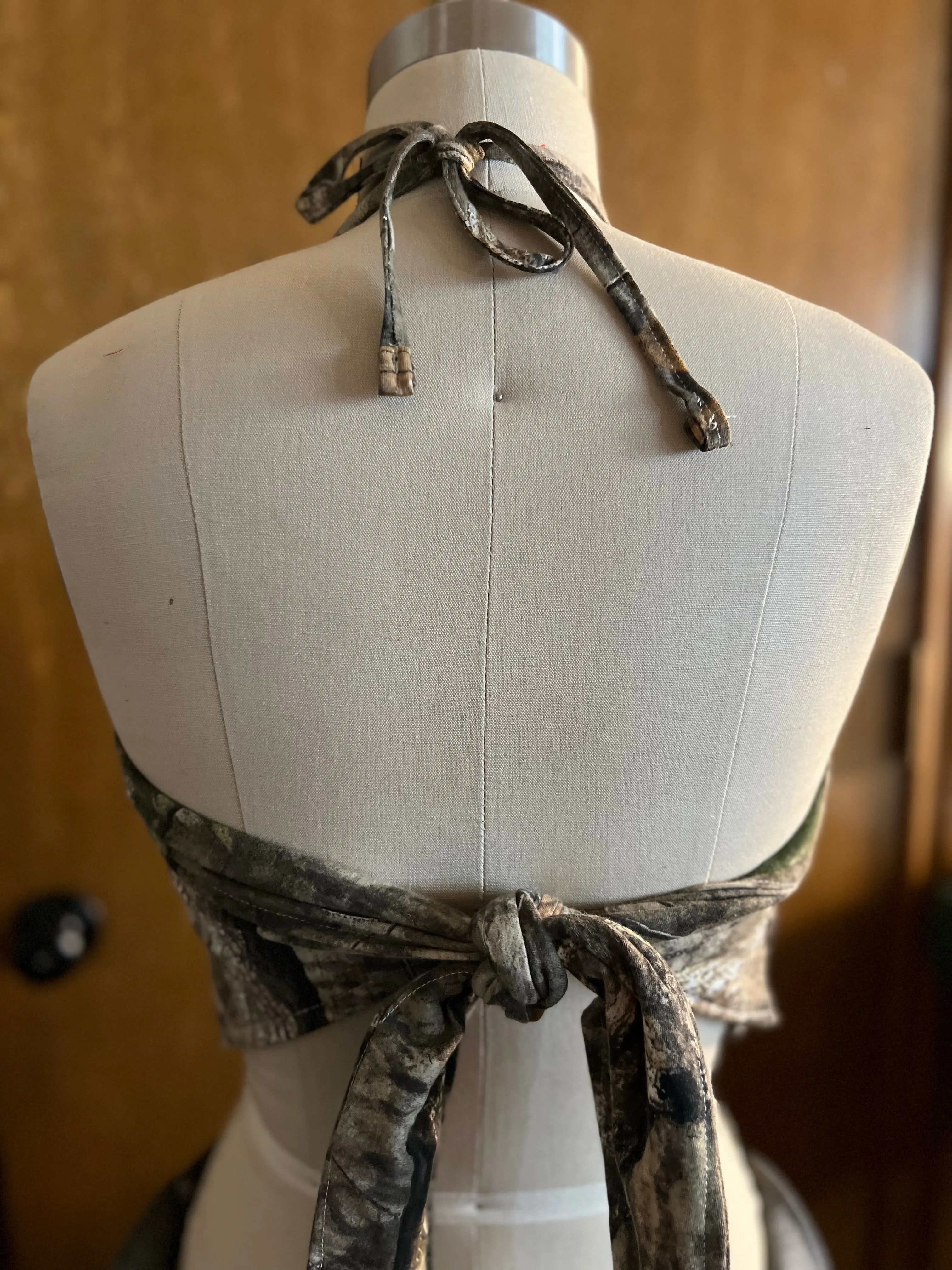 Gathered Camo Halter Top