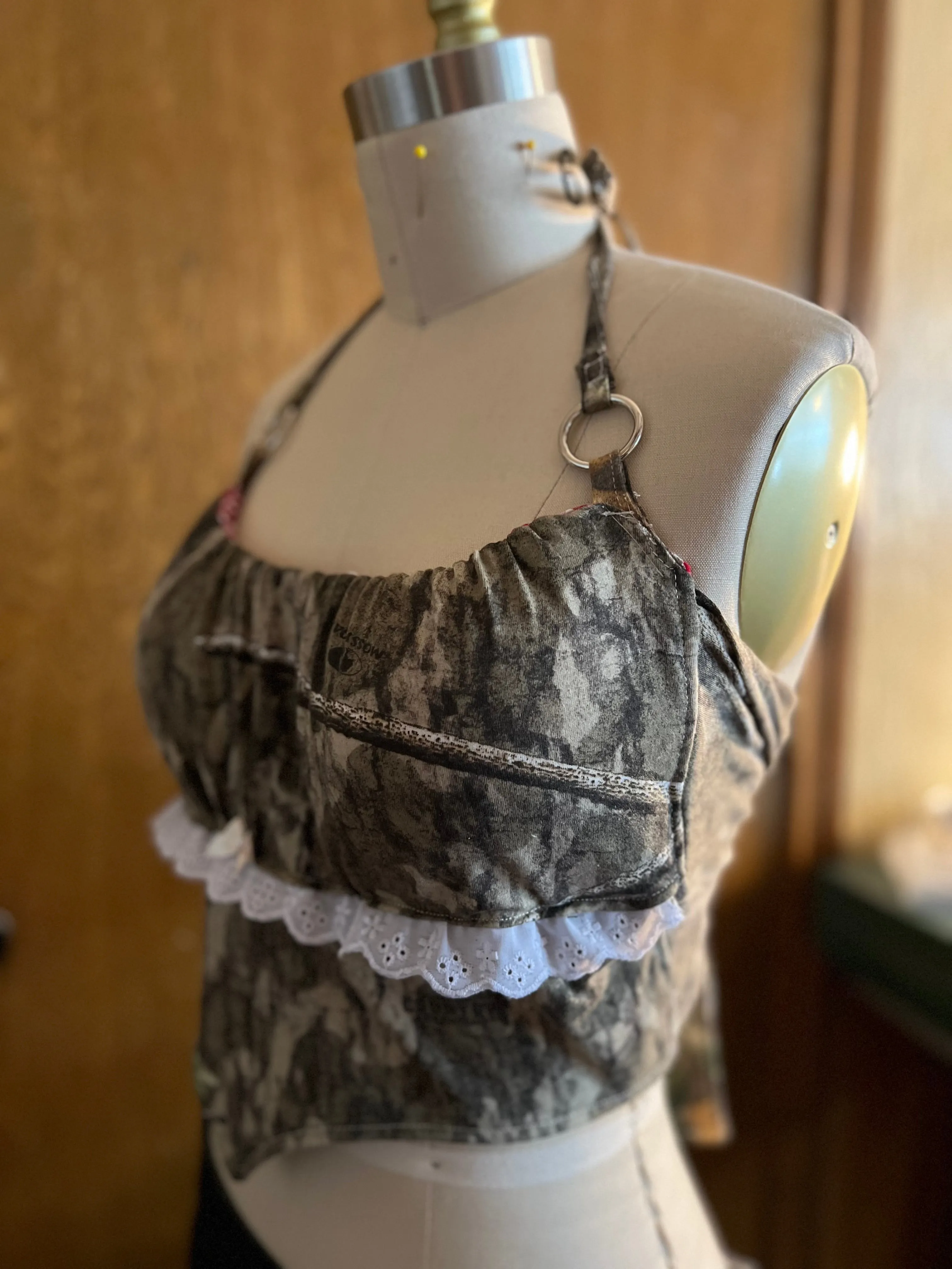 Gathered Camo Halter Top