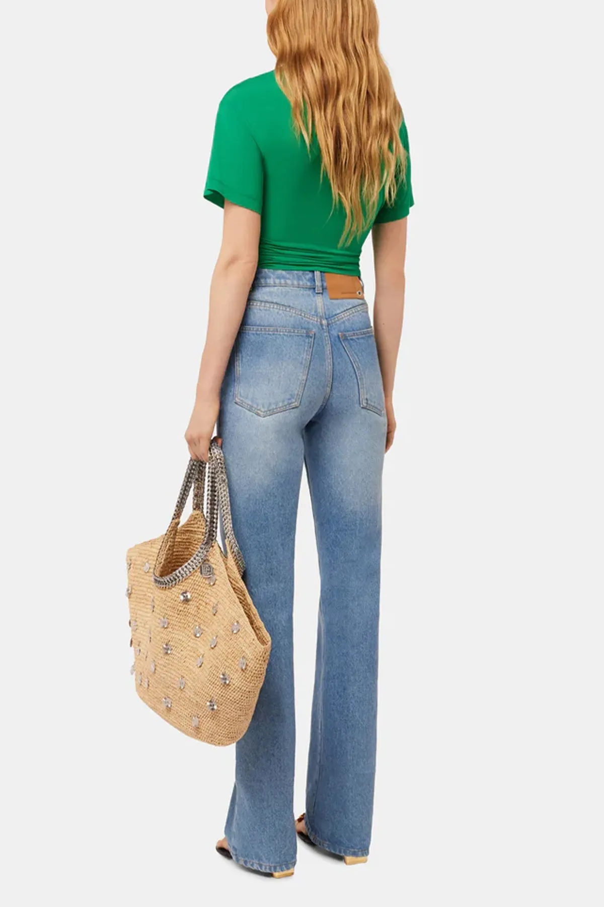 Gathered Jersey Crop Top in Emerald