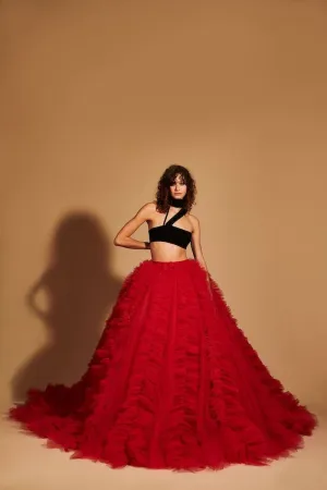 Gathered Tulle Cascading Ball Skirt
