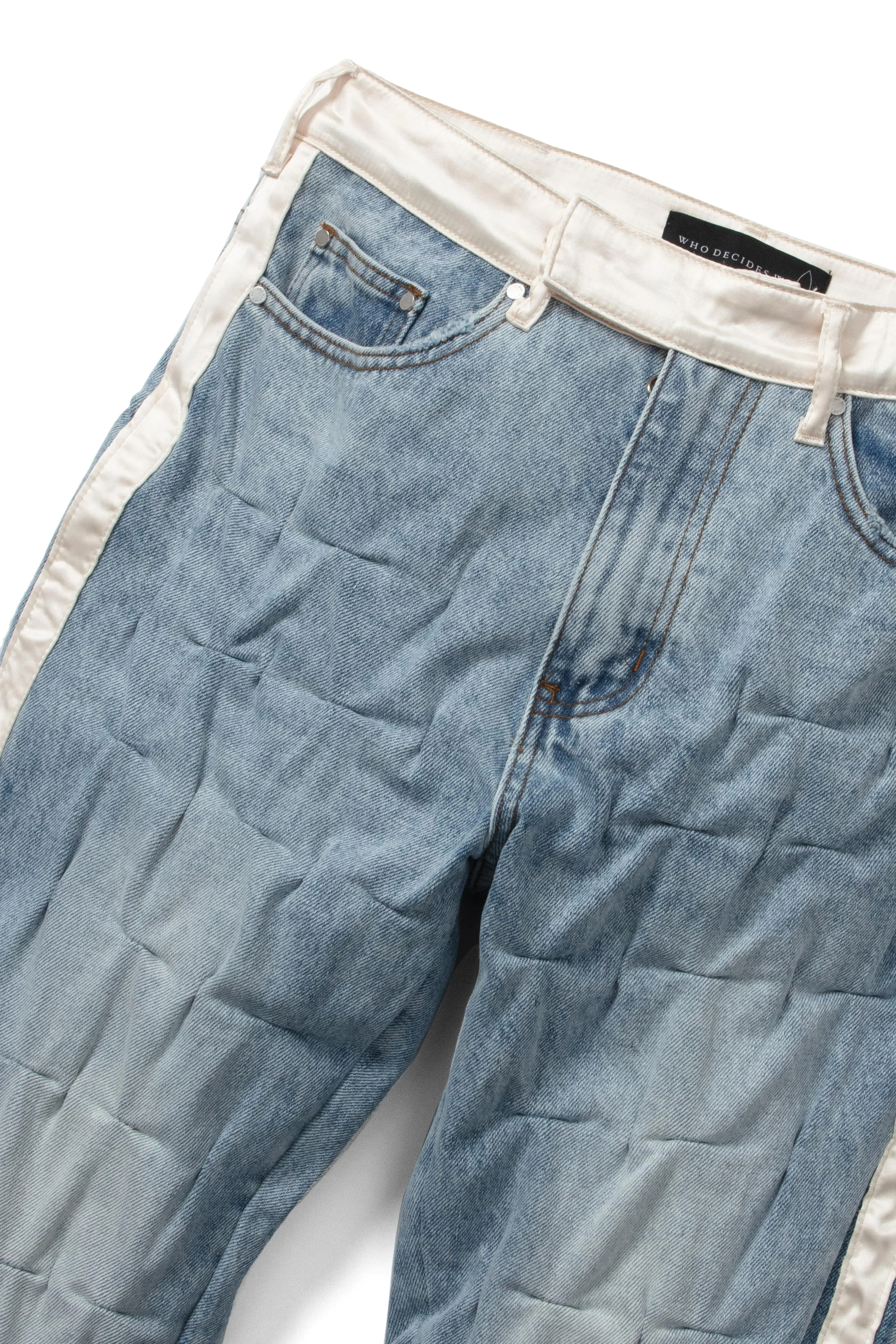 GATHERED TUXEDO DENIM PANT