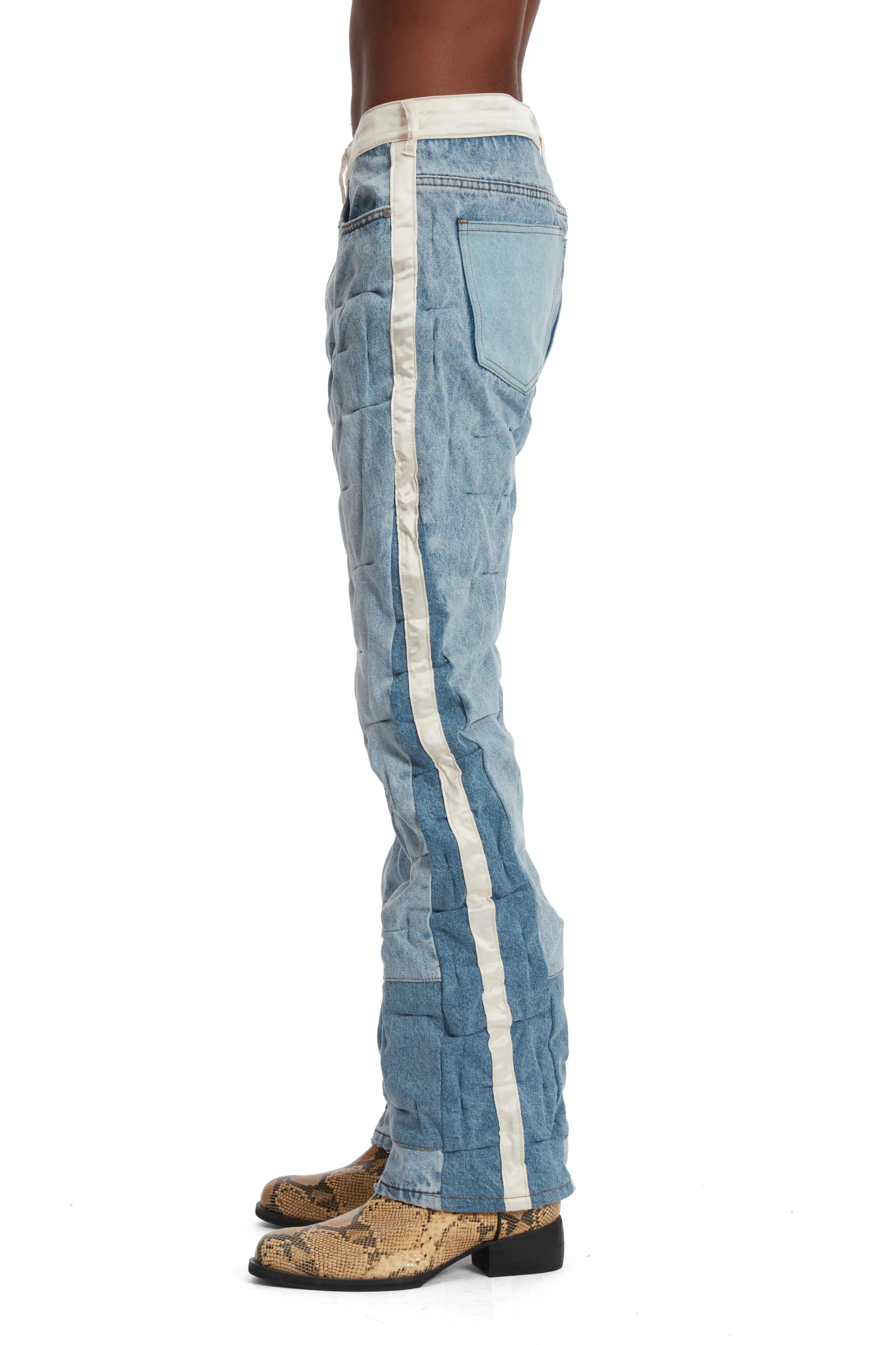 GATHERED TUXEDO DENIM PANT
