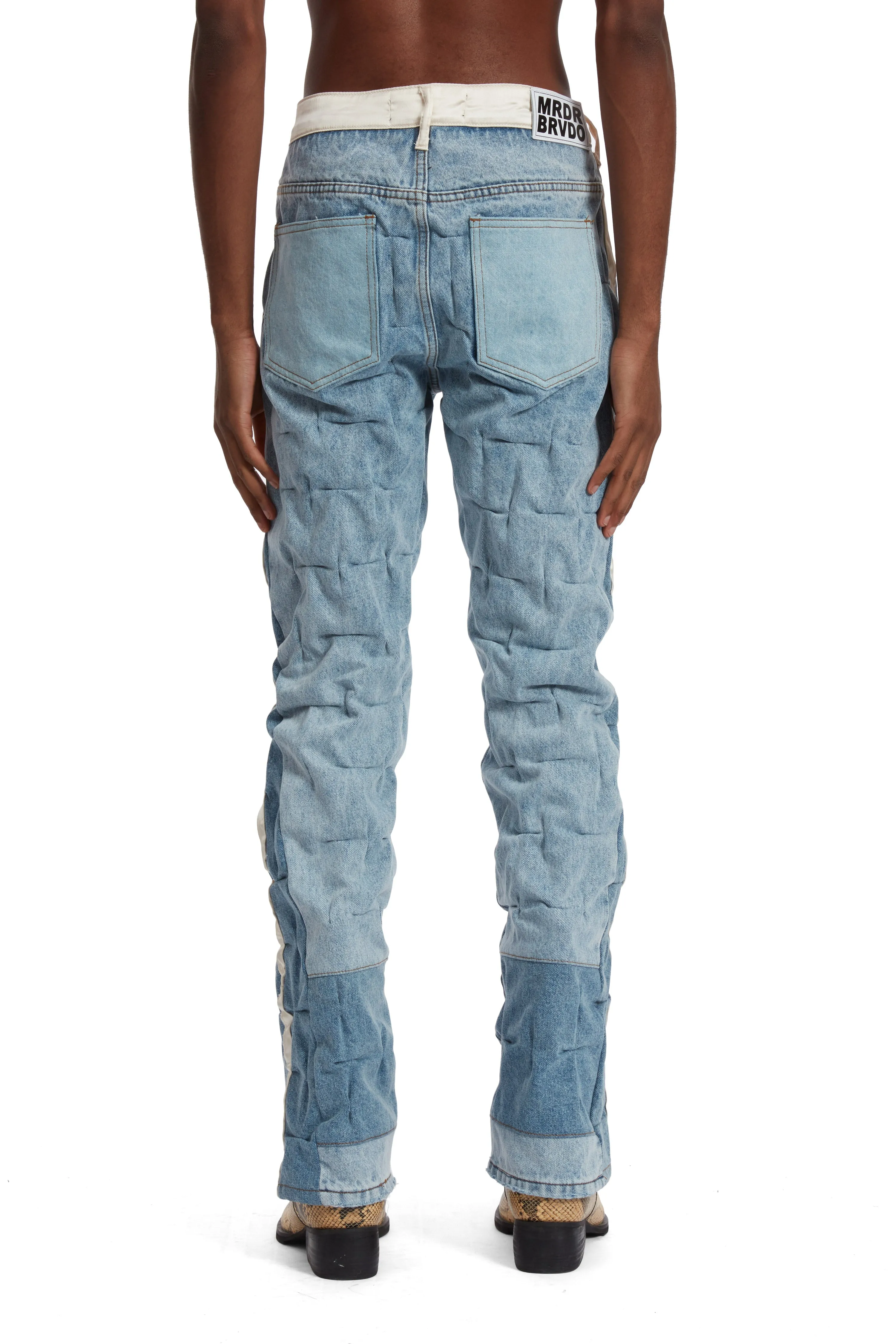 GATHERED TUXEDO DENIM PANT