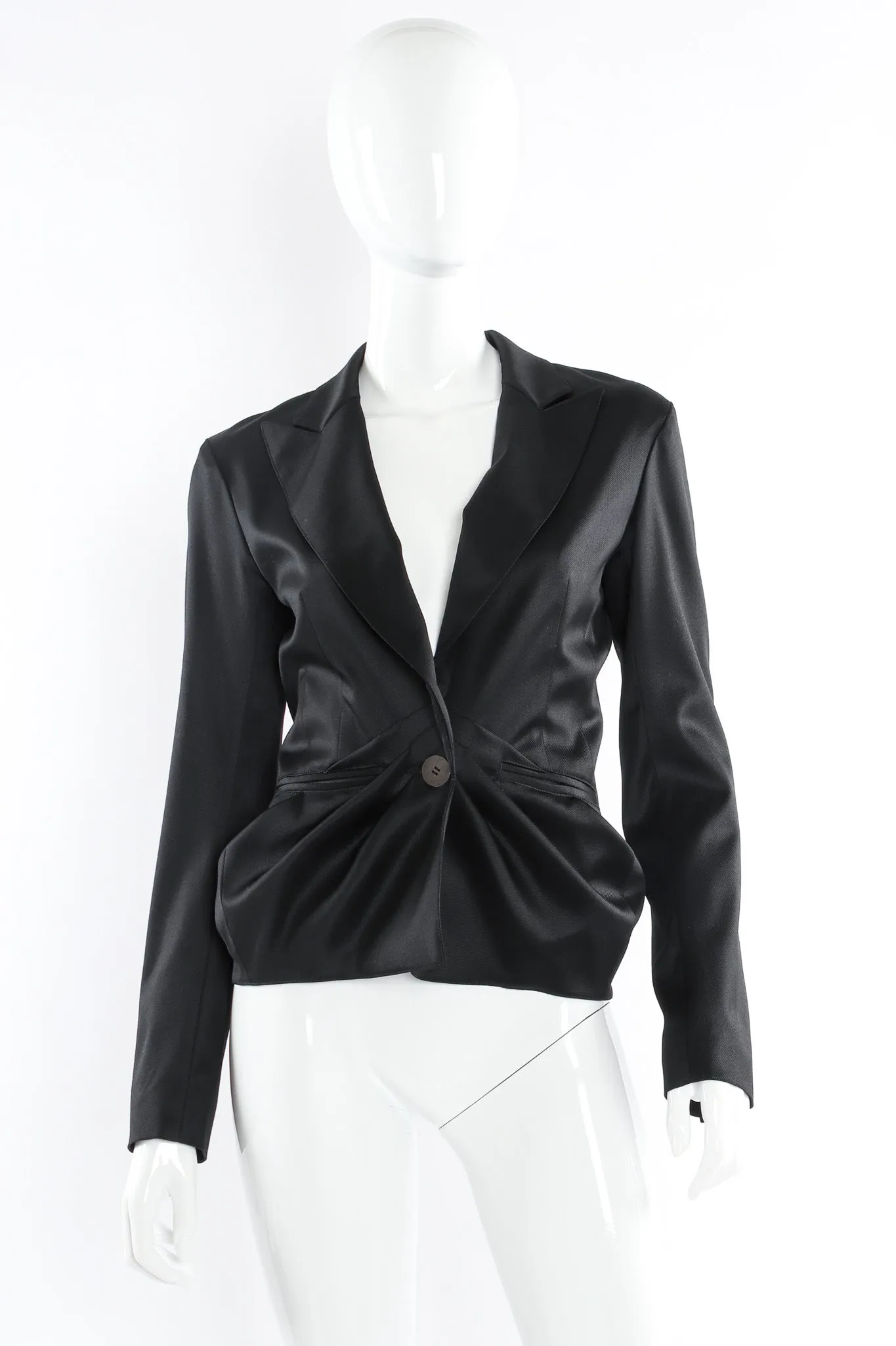 Gathered Wool Blazer