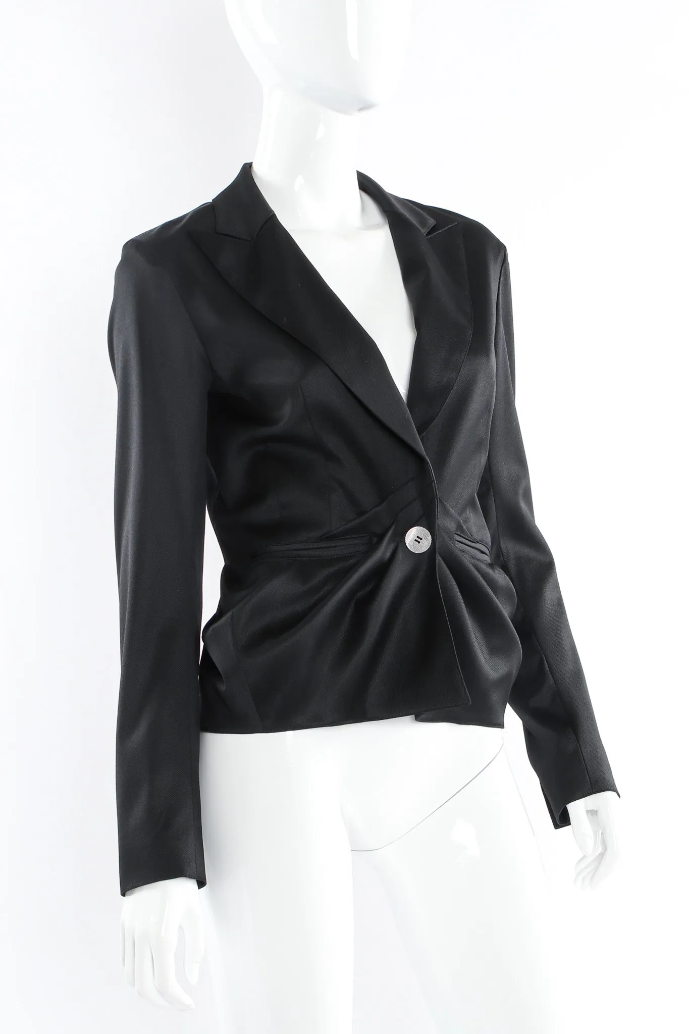 Gathered Wool Blazer