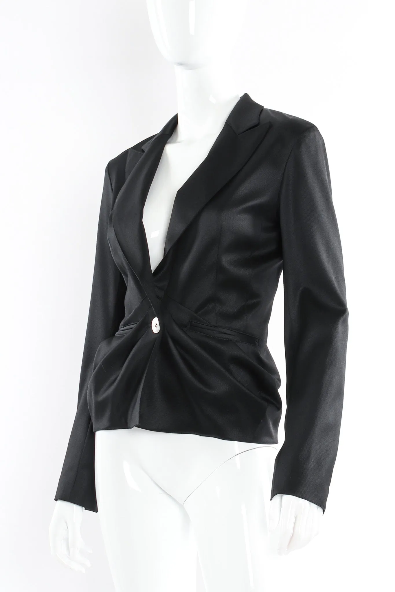 Gathered Wool Blazer