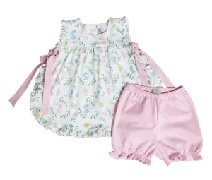 Girl's Bloomer set Easter floral with Bunnies