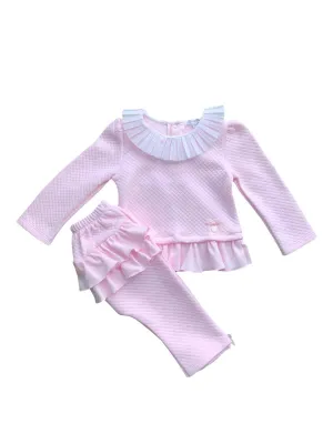 Girls Pink & White Trouser Set