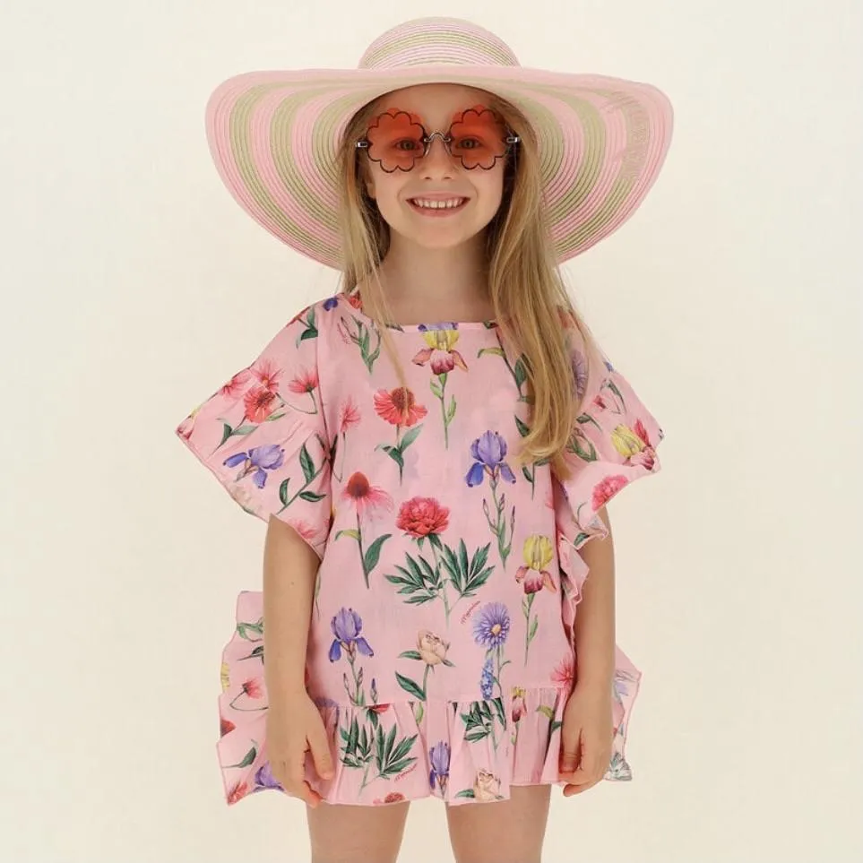 Girls Pink Floral Kaftan