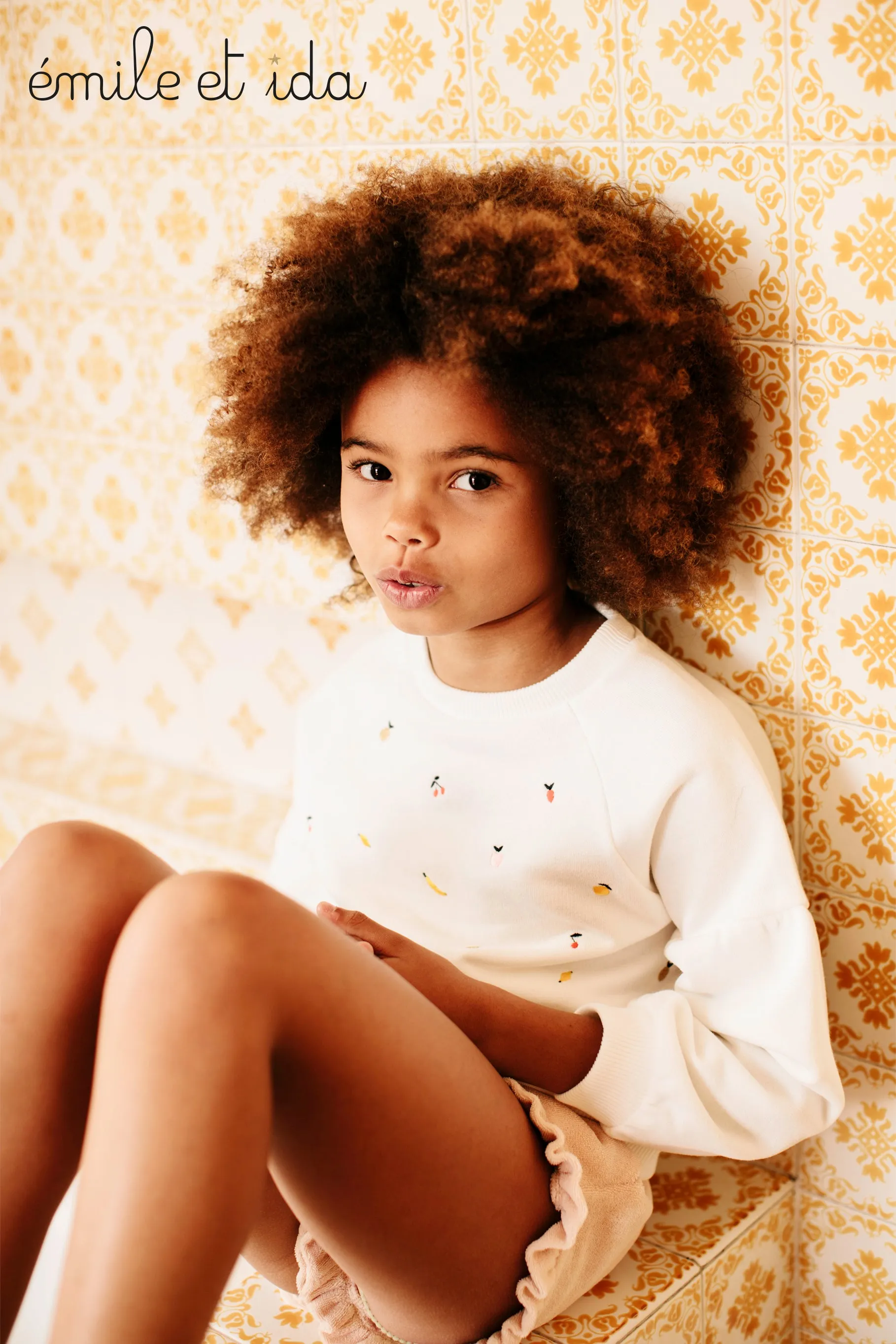 Girls Tutti Fruity Ecru Sweatshirt