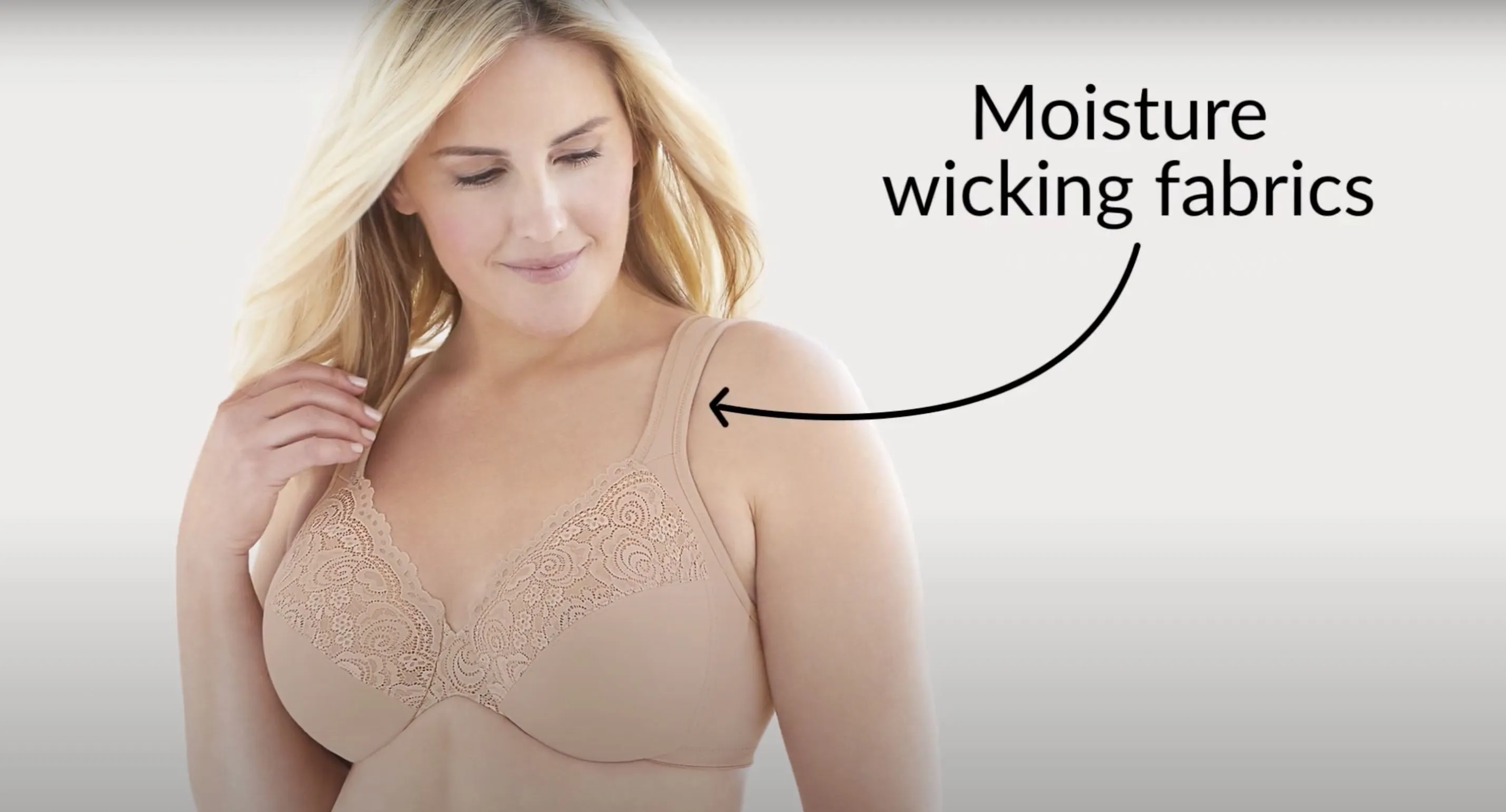 Glamorise Low Cut WonderWire Lace Bra - Cafe