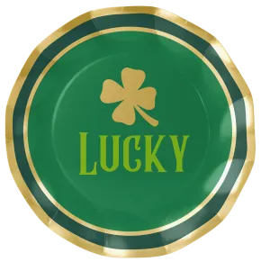 Gold Four Leaf Clover Lucky Paper Plates