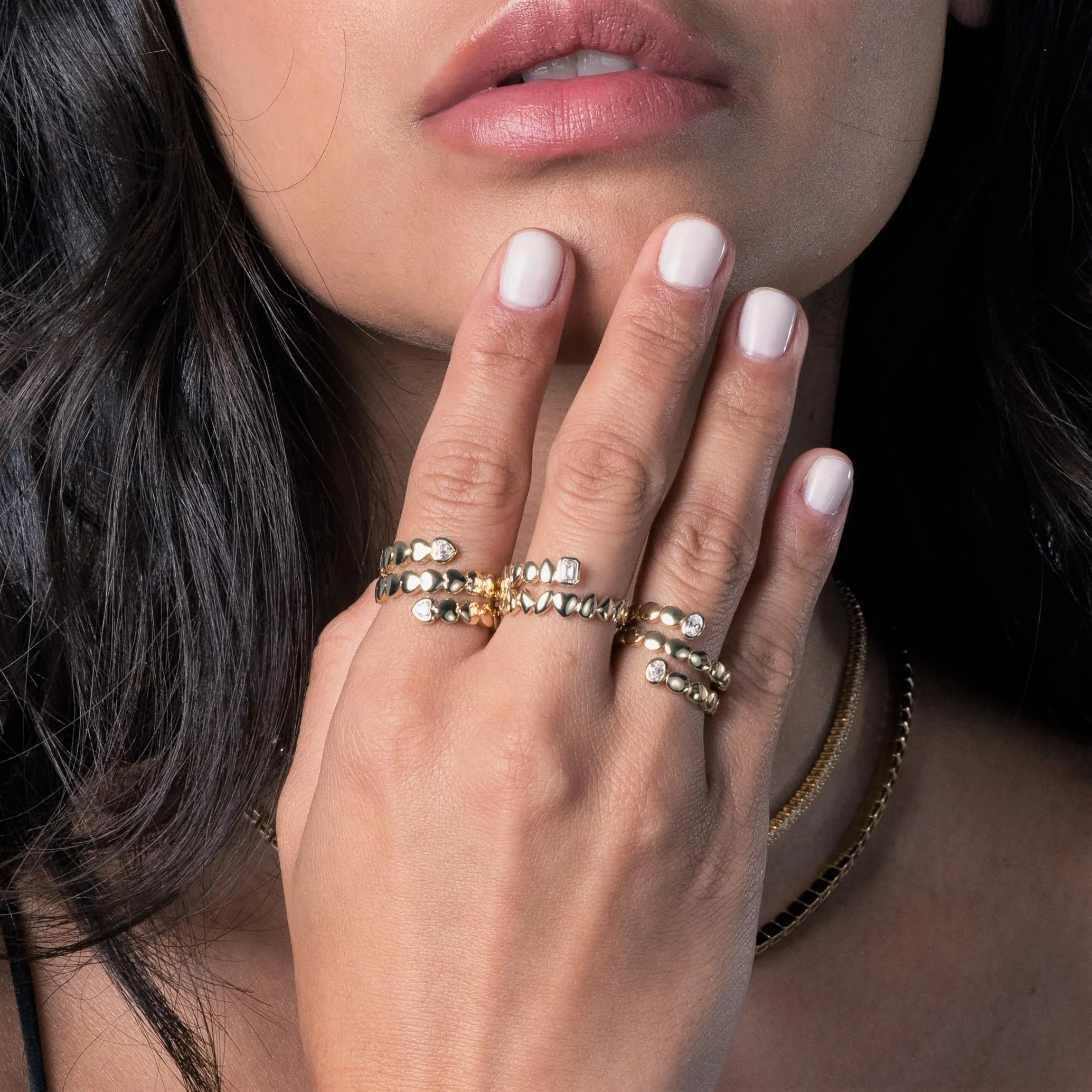 Golden Diamonds Swirl Ring
