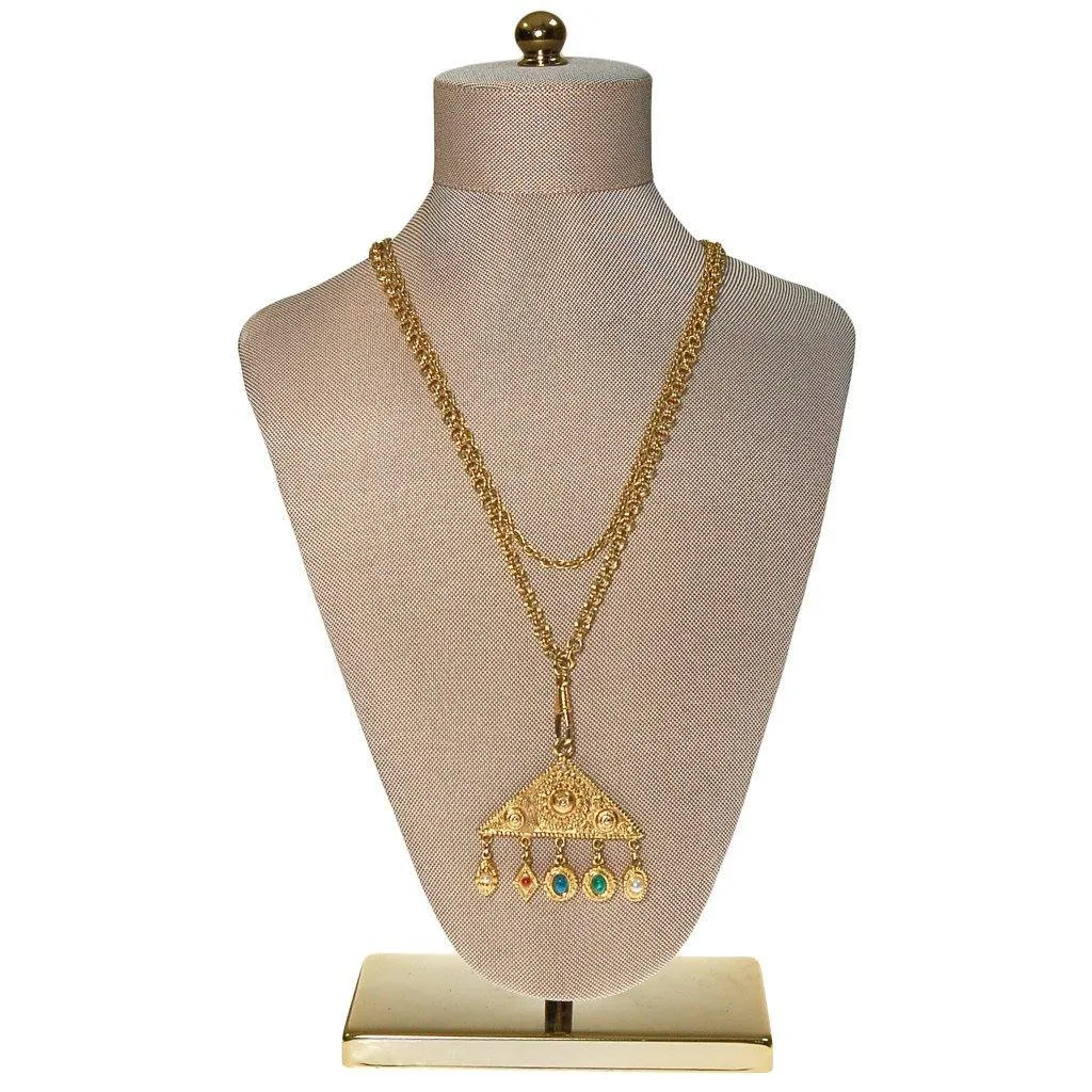 Goldette Etruscan Charm Statement Necklace