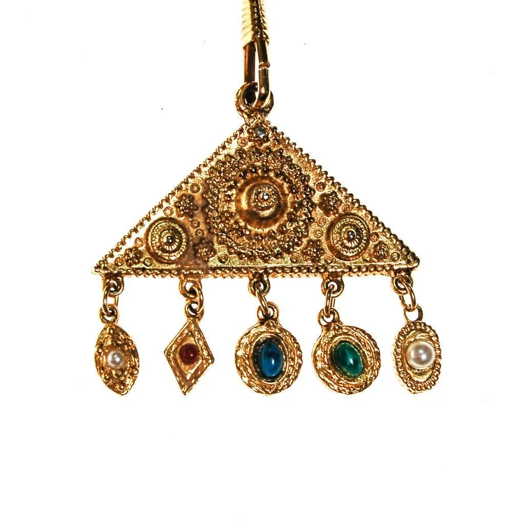 Goldette Etruscan Charm Statement Necklace