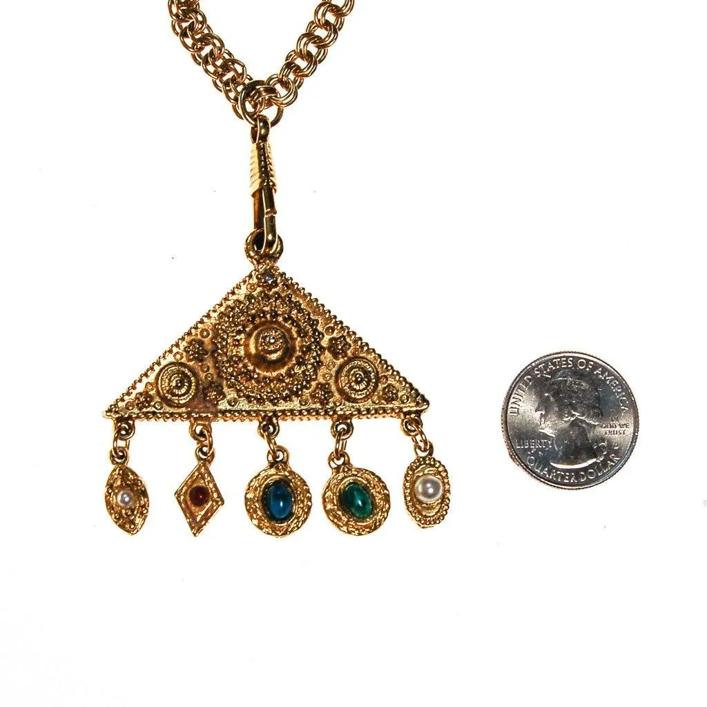 Goldette Etruscan Charm Statement Necklace