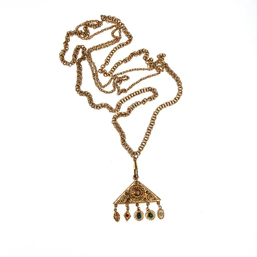 Goldette Etruscan Charm Statement Necklace