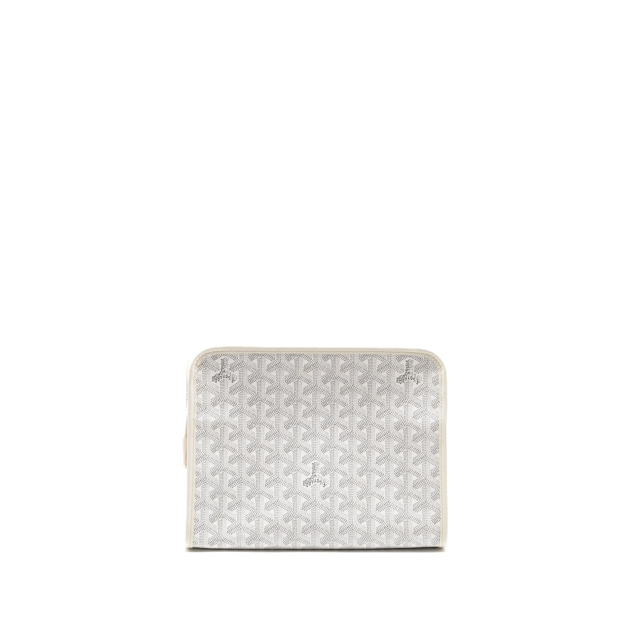 Goyard Jouvence MM Toiletry Bag Goyardine Canvas White SHW