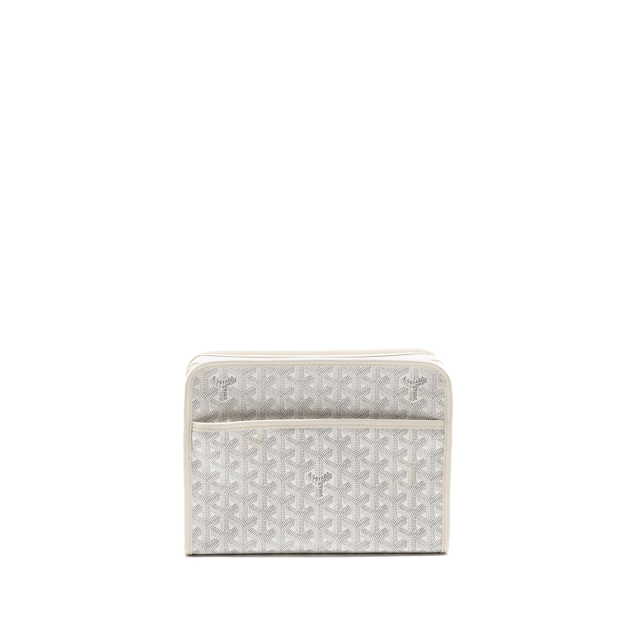 Goyard Jouvence MM Toiletry Bag Goyardine Canvas White SHW
