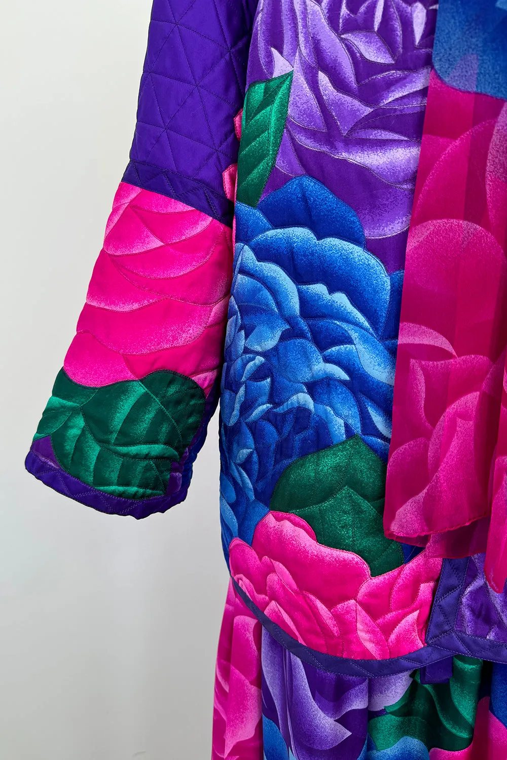 Hanae Mori Fall 1977 Purple Floral Three Piece Skirt, Top & Jacket Set