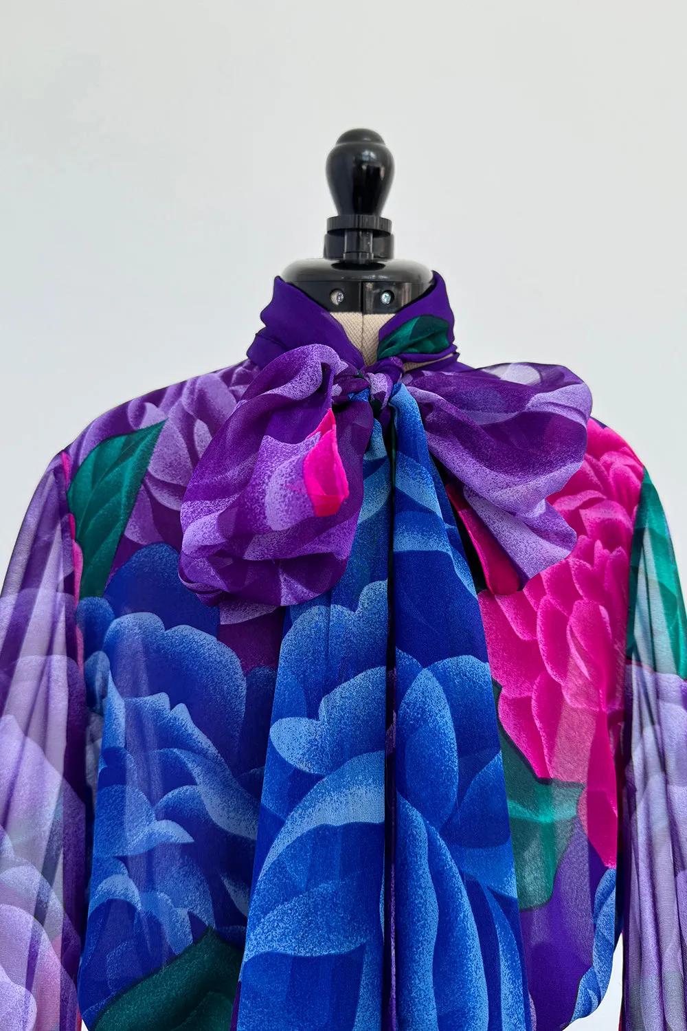 Hanae Mori Fall 1977 Purple Floral Three Piece Skirt, Top & Jacket Set