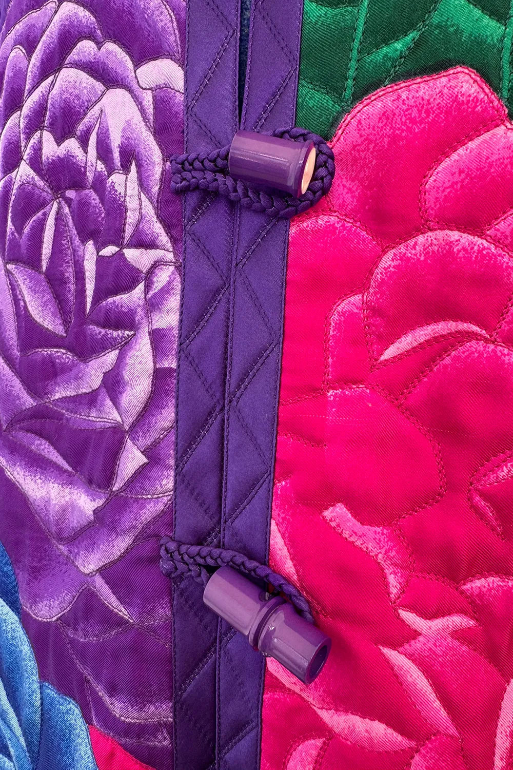 Hanae Mori Fall 1977 Purple Floral Three Piece Skirt, Top & Jacket Set