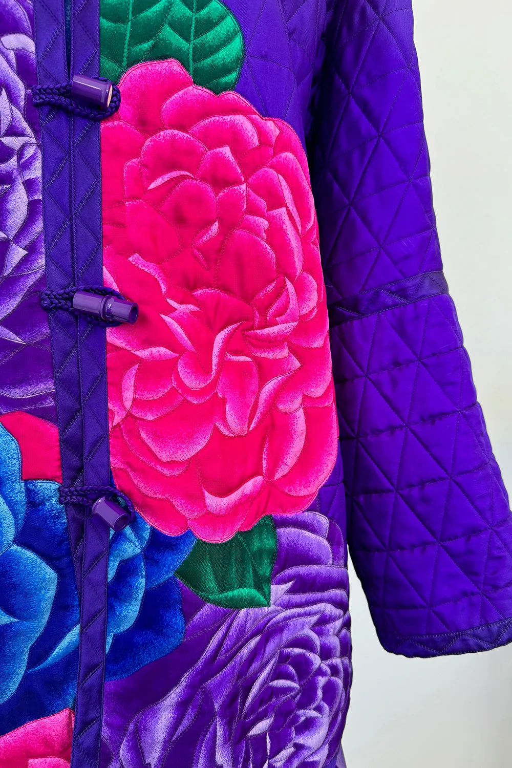 Hanae Mori Fall 1977 Purple Floral Three Piece Skirt, Top & Jacket Set