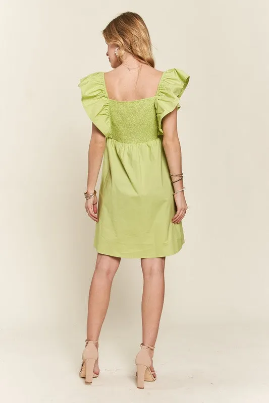 Hazel Blues® |  ADORA Smocked Back Ruffled Cap Sleeve Babydoll Dress
