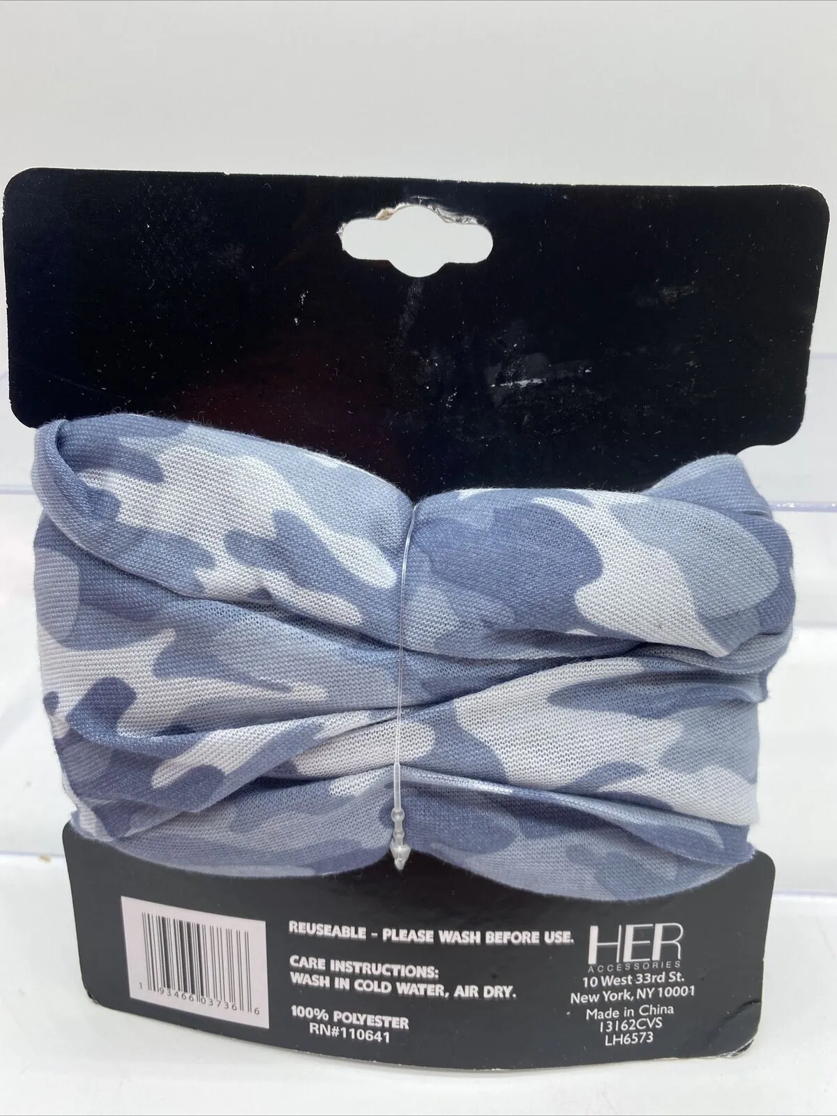 HER Multi Use Bandeau Headband Scarf Scrunchie Hair Ponytail Camo Grey