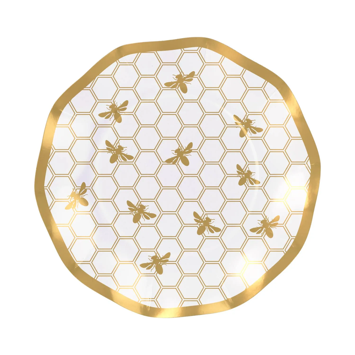 Honeybee Wavy Paper Dessert Plates
