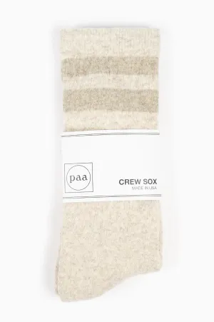 HOUSE OF PAA RECYCLED WOOL STRIPED CREW SOX HEATHER BEIGE