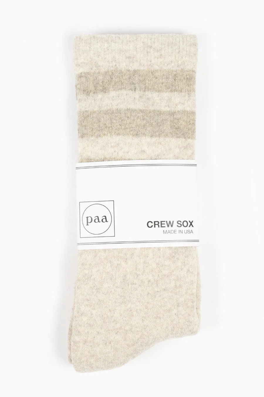 HOUSE OF PAA RECYCLED WOOL STRIPED CREW SOX HEATHER BEIGE