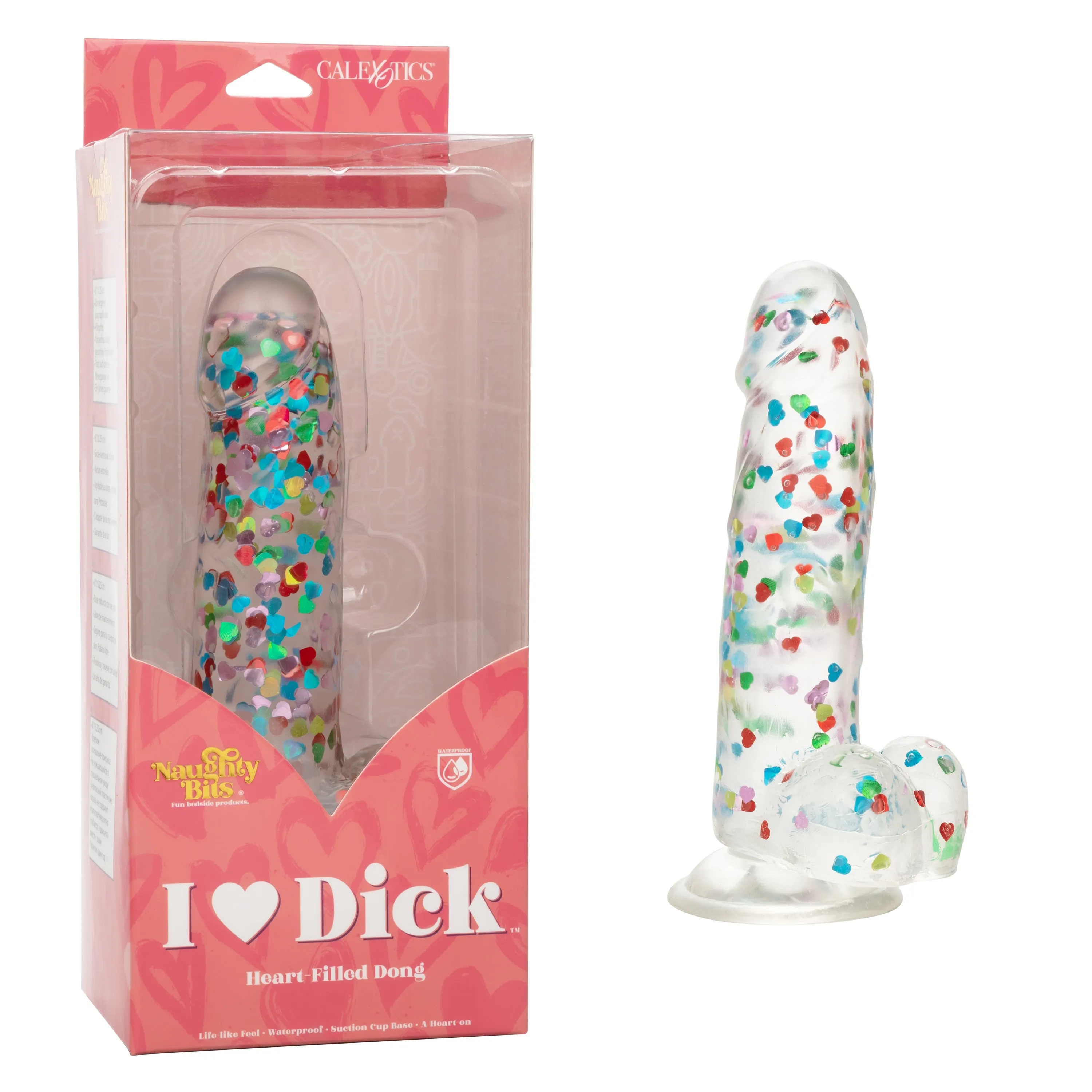 I Love Dick Heart Shaped Confetti 8 Inch Dildo
